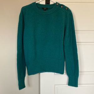 J Crew Green/Turquoise Button Neck Sweater